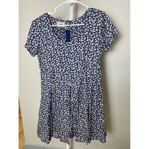 S. Roberts Vintage 90's Navy Floral Mini Dress with Peek-A-Boo Shorts Size 9/10
